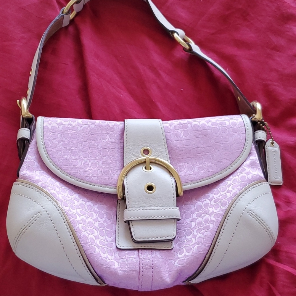 Pink Coach print handbag